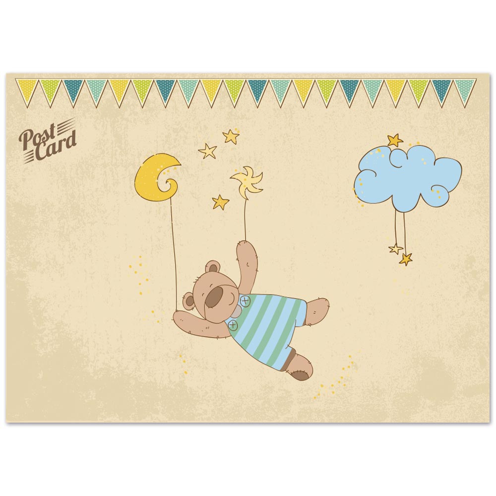 Προσκλητήριο βάπτισης Post Card Hanging Teddy