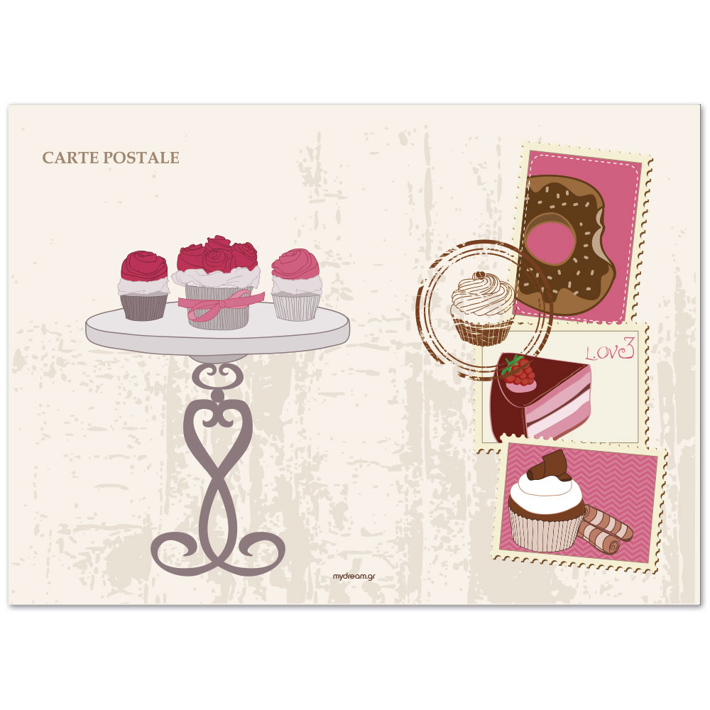 Προσκλητήριο βάπτισης Post Card Cakes & Donuts